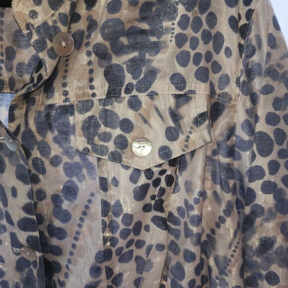 Flat Pearl Style Button Up Animal Print Long Sleeve Top Size Large - Picture 8 of 10